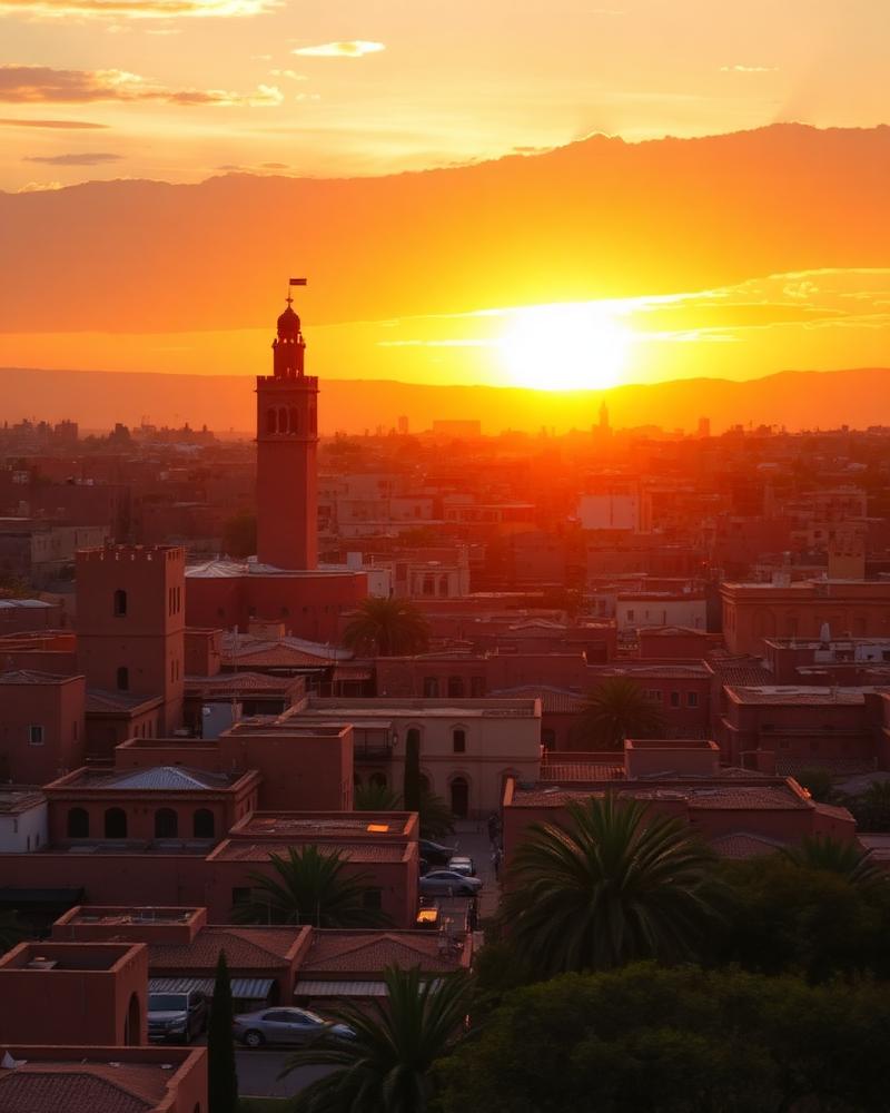 Scenic view of Marrakech, Morocco — car rental destination